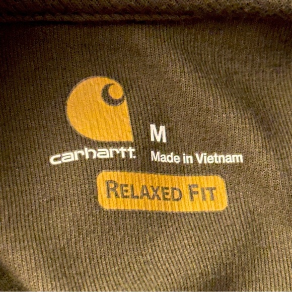 Carhartt Relaxed Fit Olive Green Mens Long Sleeve Polo Sweater Sweatshirt Medium - Picture 7 of 11